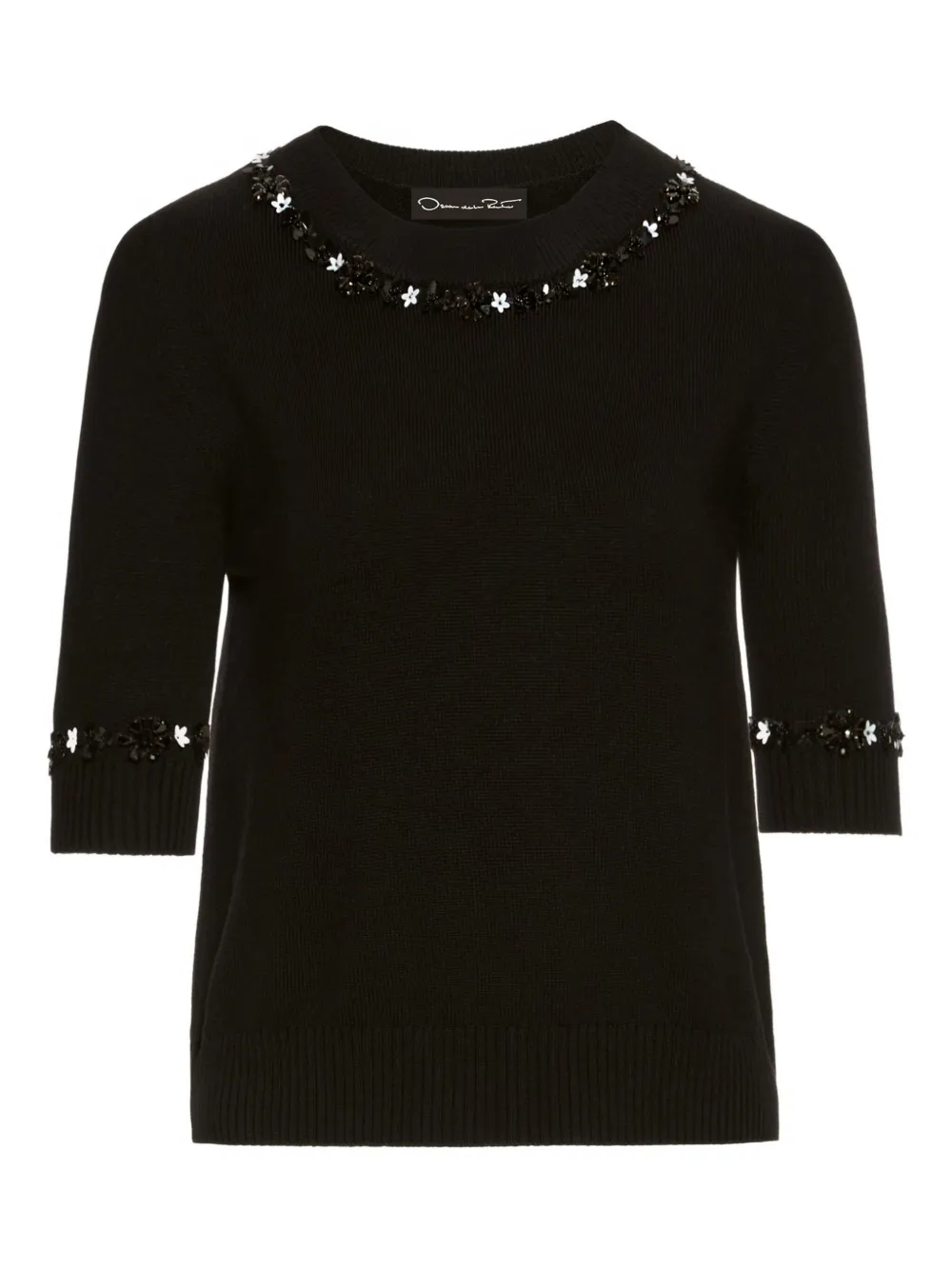 Футболка с пайетками Oscar de la Renta, черный 
Футболка с пайетками Oscar de la Renta, черный