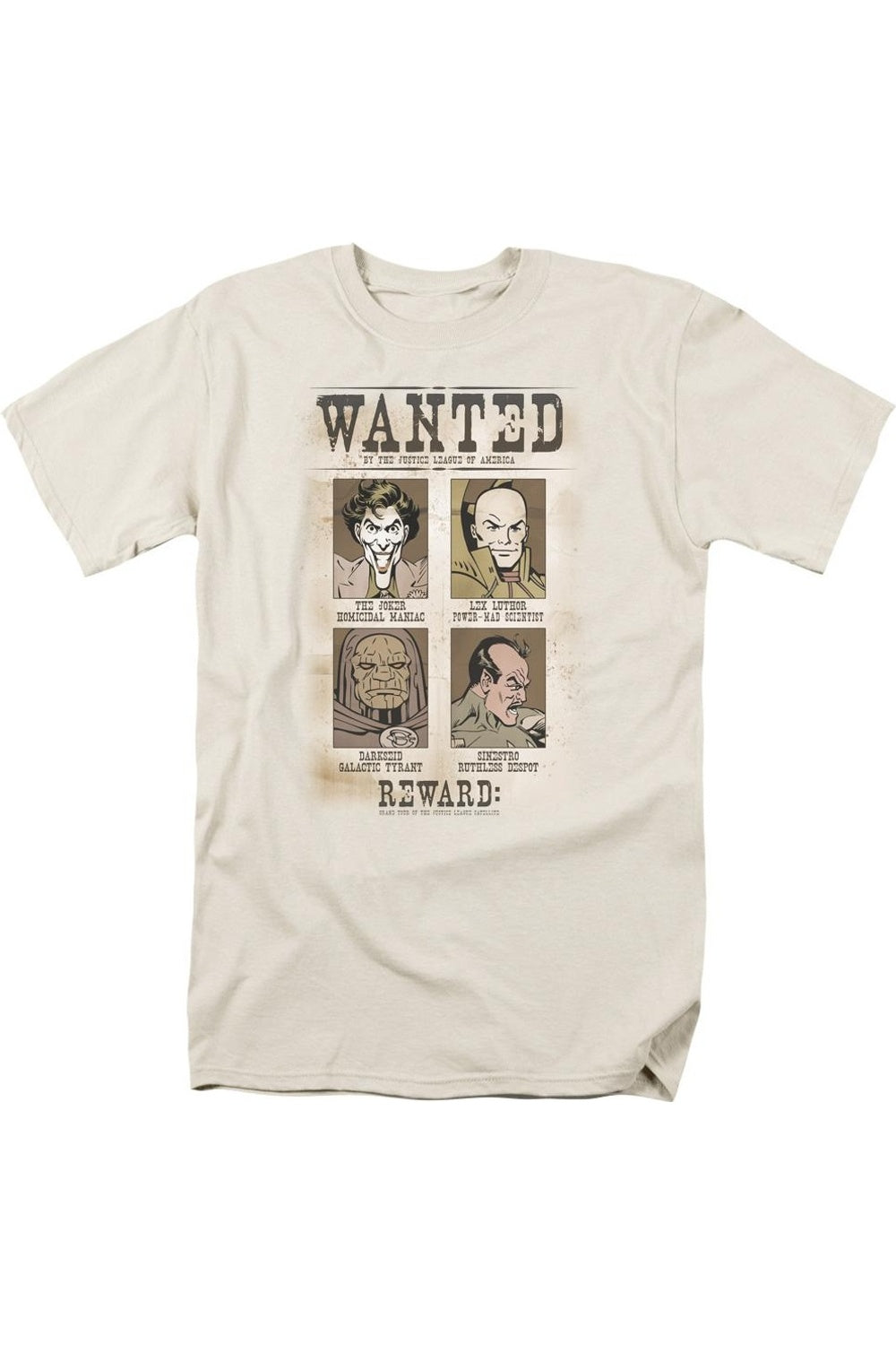 Футболка с коротким рукавом для взрослых с постером DC Comics Wanted Gildan, кремовый
Футболка с коротким рукавом для взрослых с постером DC Comics Wanted Gildan, кремовый