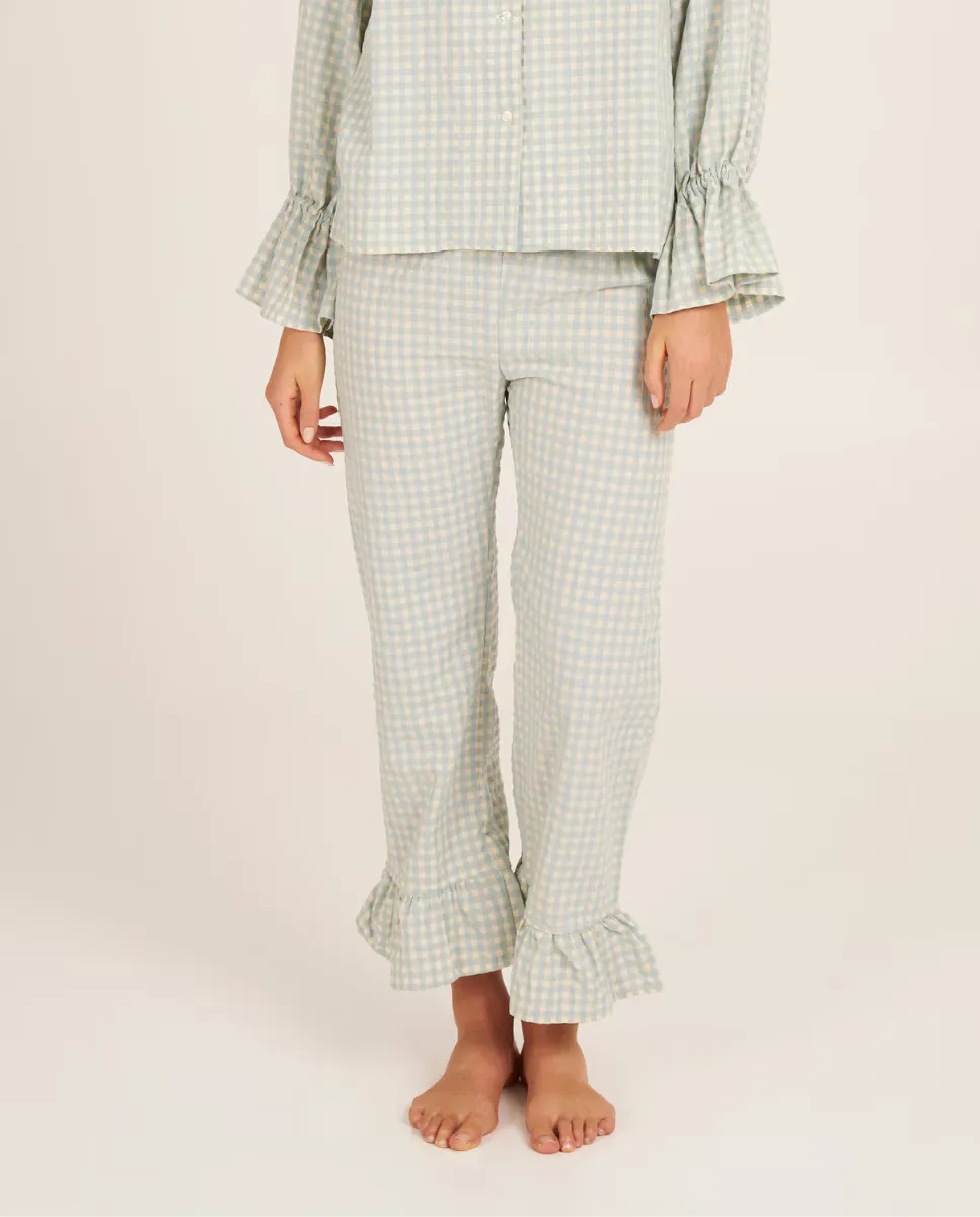 Женские пижамные брюки в клетку с оборками на щиколотках Bohodot, синий
Женские пижамные брюки в клетку с оборками на щиколотках Bohodot, синий