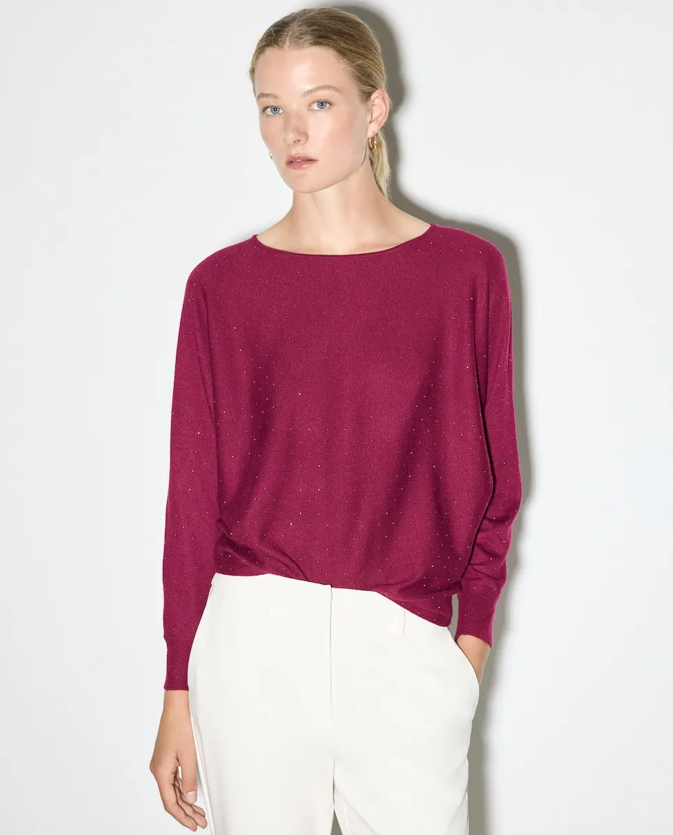 Женский джемпер с лодочкой и стразами Woman El Corte Inglés, малиновый
Женский джемпер с лодочкой и стразами Woman El Corte Inglés, малиновый