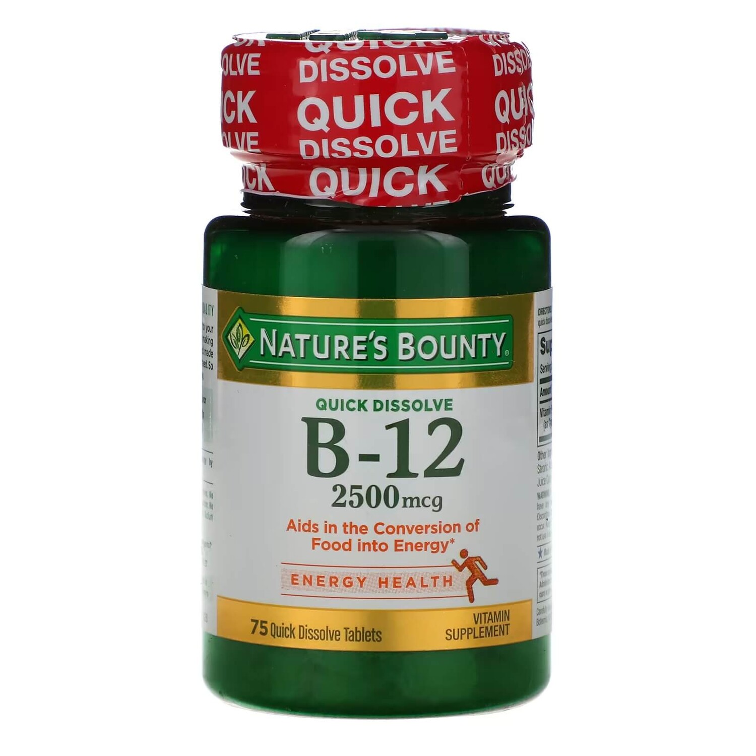 Витамин B12 2500 мкг Nature's Bounty, 75 таблеток
Витамин B12 2500 мкг Nature's Bounty, 75 таблеток
