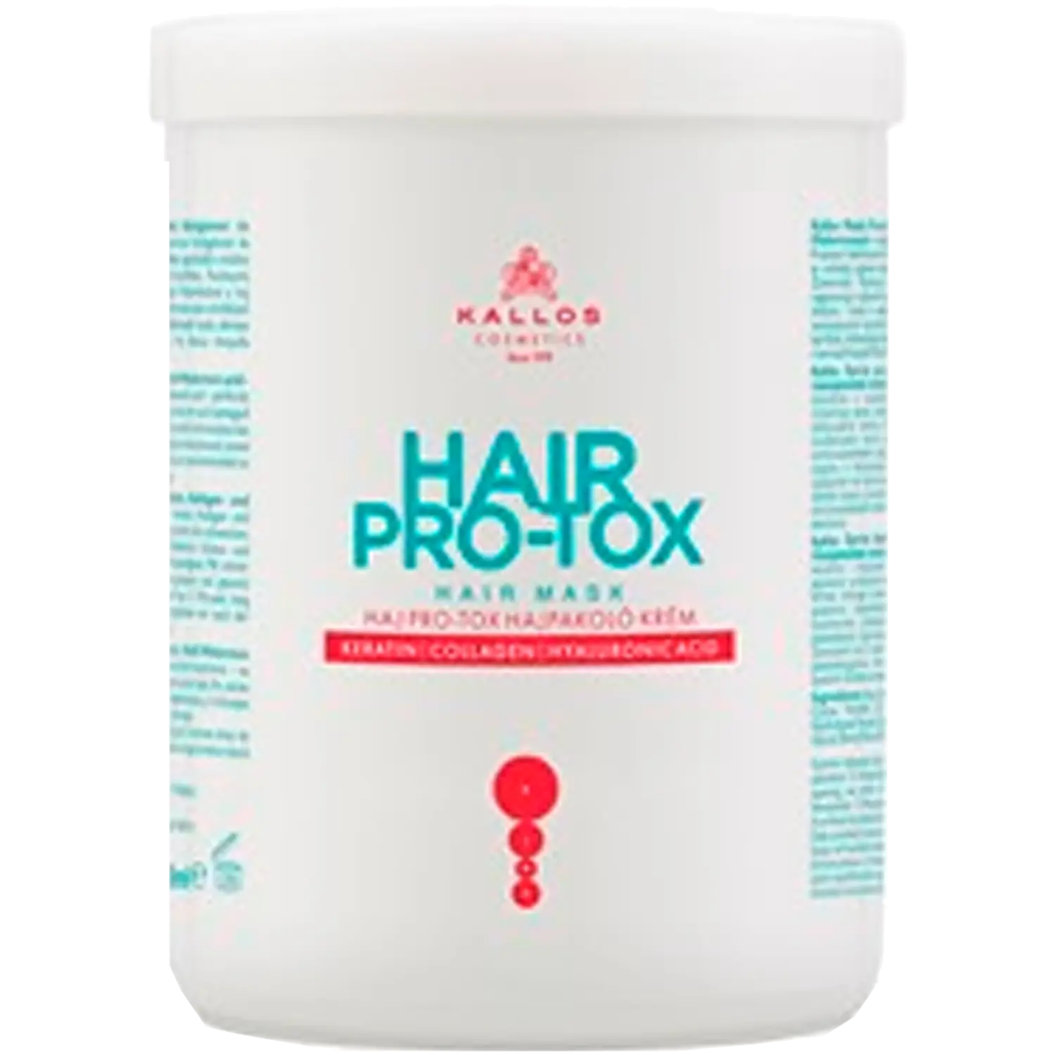 Kallos Hair Pro-Tox сильно регенерирующая маска для волос, 1000 мл
Kallos Hair Pro-Tox сильно регенерирующая маска для волос, 1000 мл