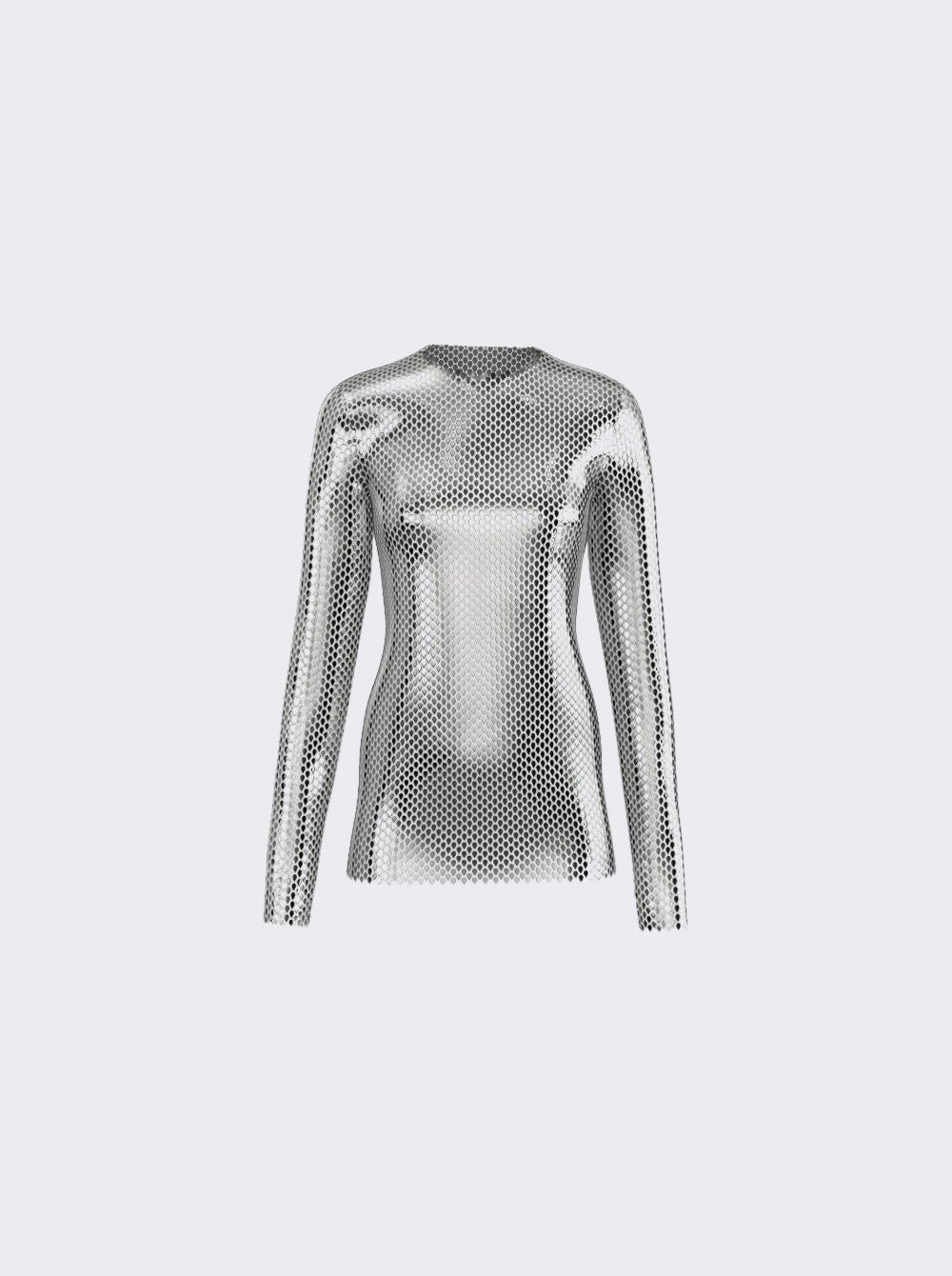 Сетчатый топ с металлическими пайетками Burberry, серебряный
Сетчатый топ с металлическими пайетками Burberry, серебряный