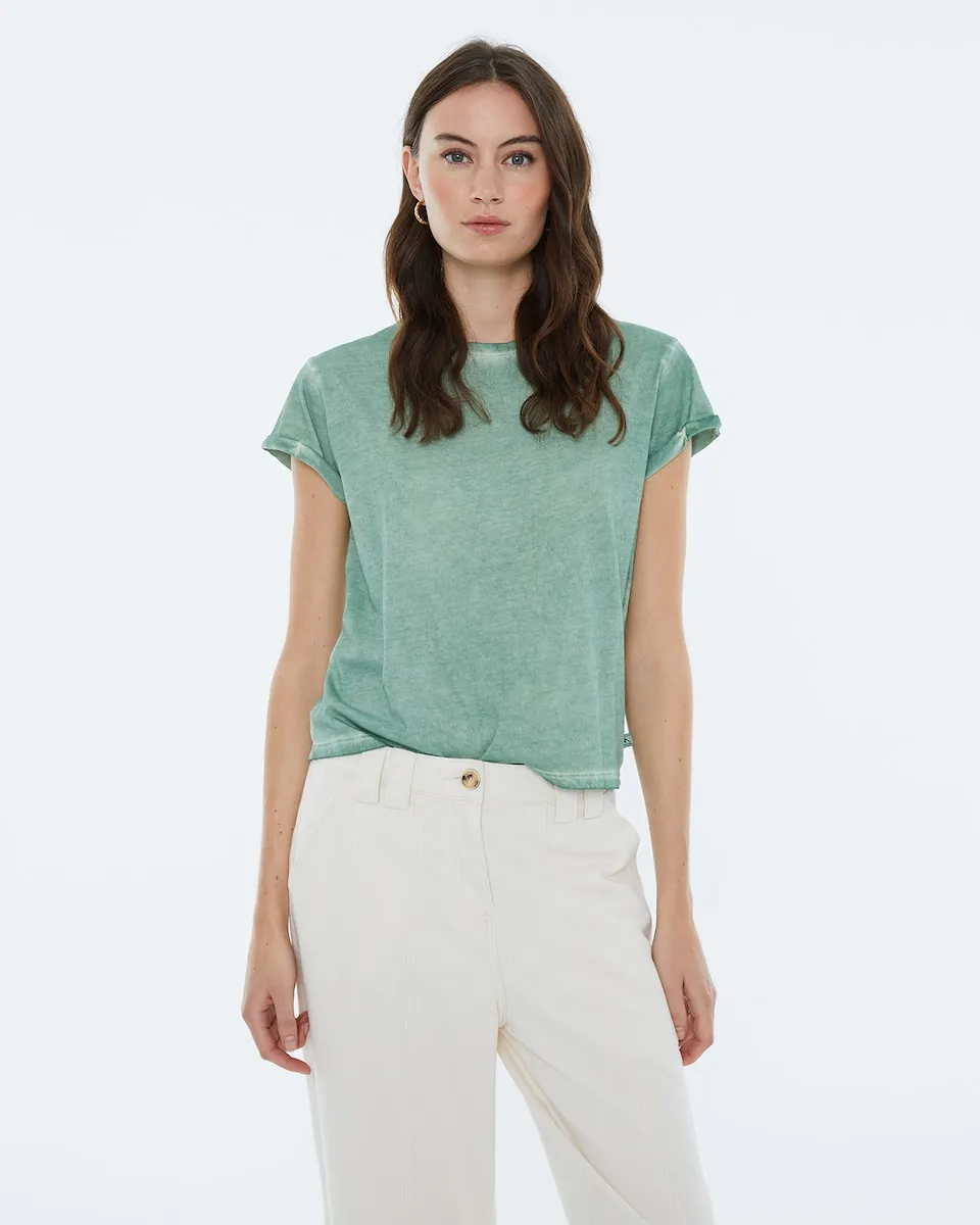 Футболка женская однотонная с круглым вырезом Andam, зеленый
Футболка женская однотонная с круглым вырезом Andam, зеленый