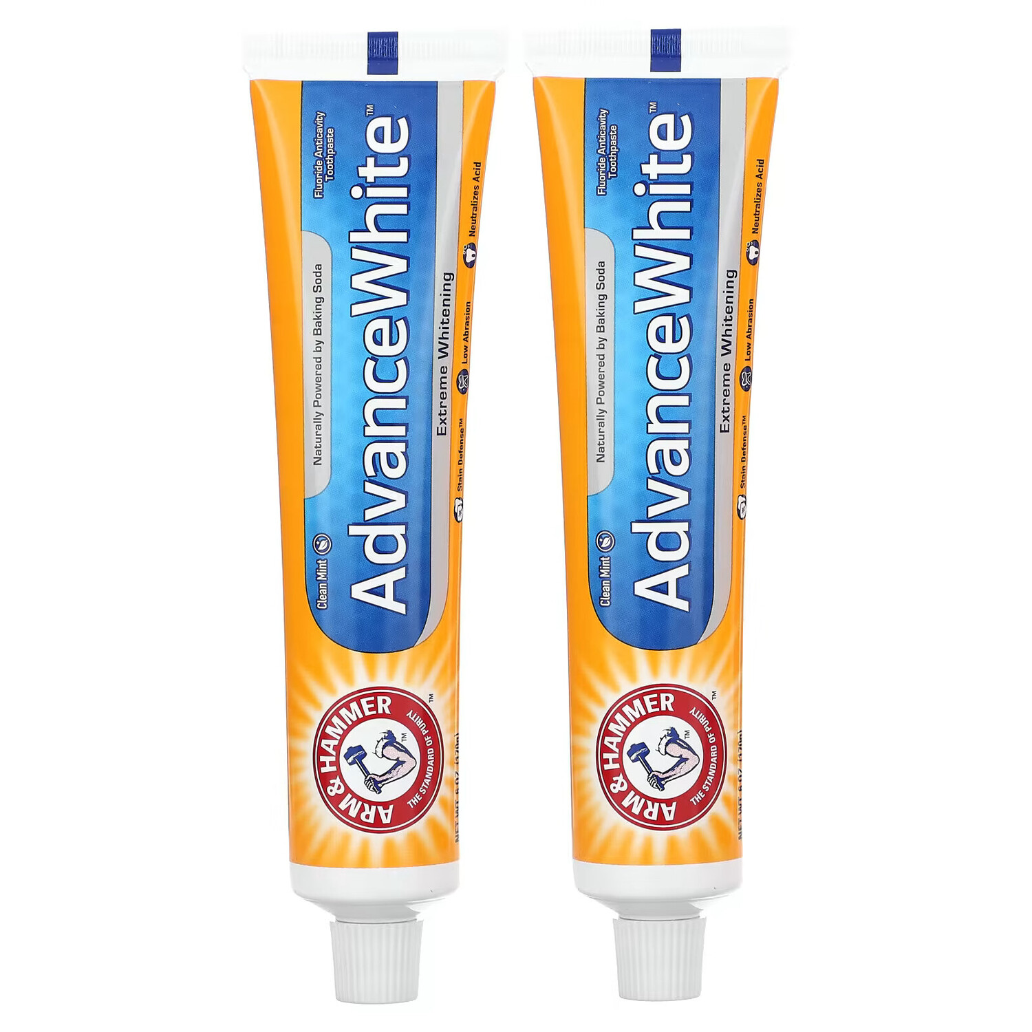 Arm & Hammer, AdvanceWhite, экстремально отбеливающая зубная паста, чистая мята, двойная упаковка, 170 г (6,0 унции)
Arm & Hammer, AdvanceWhite, экстремально отбеливающая зубная паста, чистая мята, двойная упаковка, 170 г (6,0 унции)