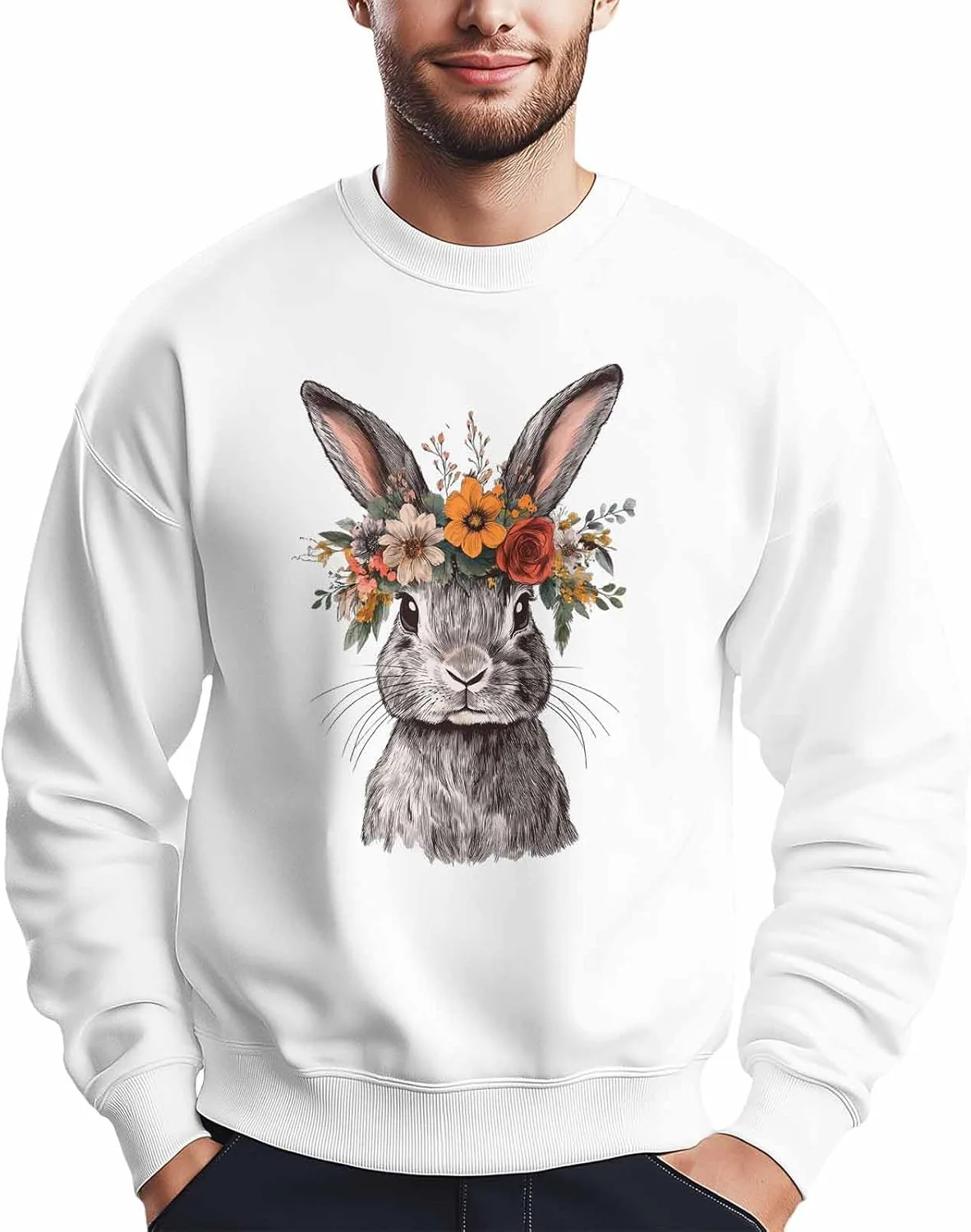 Мужской свитшот с принтом кролика в цветочном венке, лонгслив Winvebermior
Мужской свитшот с принтом кролика в цветочном венке, лонгслив Winvebermior