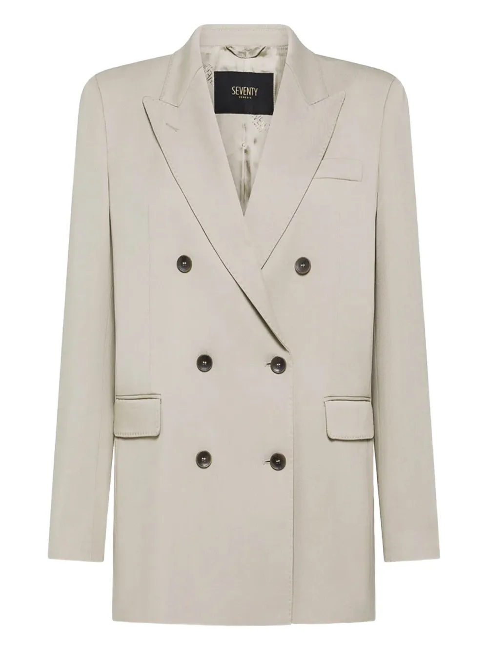 Двубортный пиджак с лацканами-шалькой Seventy, светло-бежевый
Двубортный пиджак с лацканами-шалькой Seventy, светло-бежевый