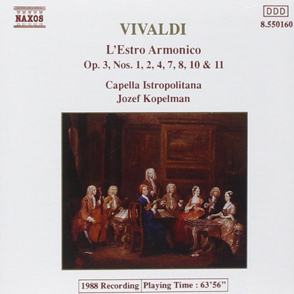 Диск CD Vivaldi: L'Estro Armonico Op. 3, Nos. 1, 2, 4, 7, 8, 10 & 11 - Antonio Vivaldi, Jozef Kopelman, Capella Istropolitana
Диск CD Vivaldi: L'Estro Armonico Op. 3, Nos. 1, 2, 4, 7, 8, 10 & 11 - Antonio Vivaldi, Jozef Kopelman, Capella Istropolitana