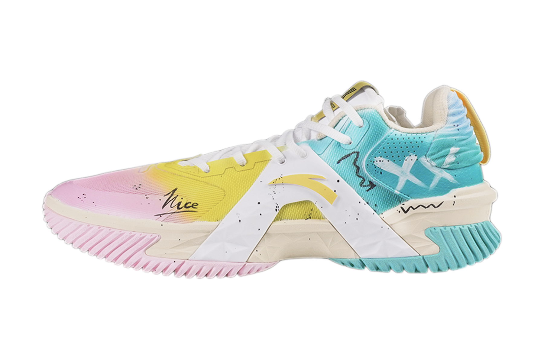 ANTA Баскетбольные кроссовки Space 5 с нескользящим и износостойким покрытием, низкие, мужские, розовые, желтые, синие
ANTA Баскетбольные кроссовки Space 5 с нескользящим и износостойким покрытием, низкие, мужские, розовые, желтые, синие