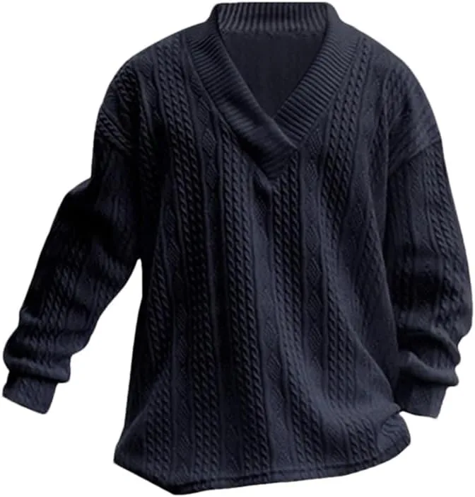Мужской вязаный свитер с v-образным вырезом, утепленный, свободного кроя
Мужской вязаный свитер с v-образным вырезом, утепленный, свободного кроя