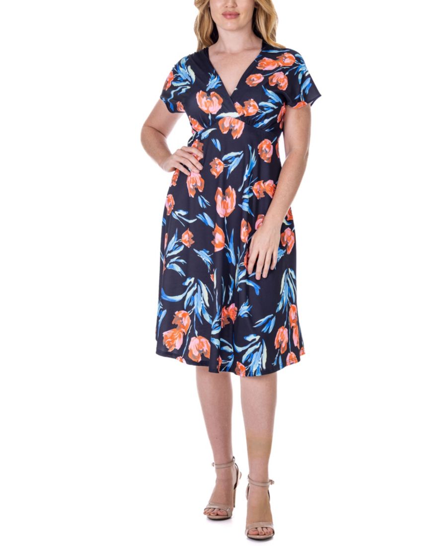 Платье-кимоно с V-образным вырезом и завышенной талией, с принтом тюльпанов, короткими рукавами, длиной до колена 24seven Comfort Apparel, Miscellane
Платье-кимоно с V-образным вырезом и завышенной талией, с принтом тюльпанов, короткими рукавами, длиной до колена 24seven Comfort Apparel, Miscellane