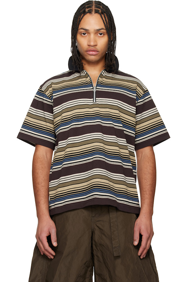 Sacai Поло в бежево-коричневую горизонтальную полоску
Sacai Поло в бежево-коричневую горизонтальную полоску