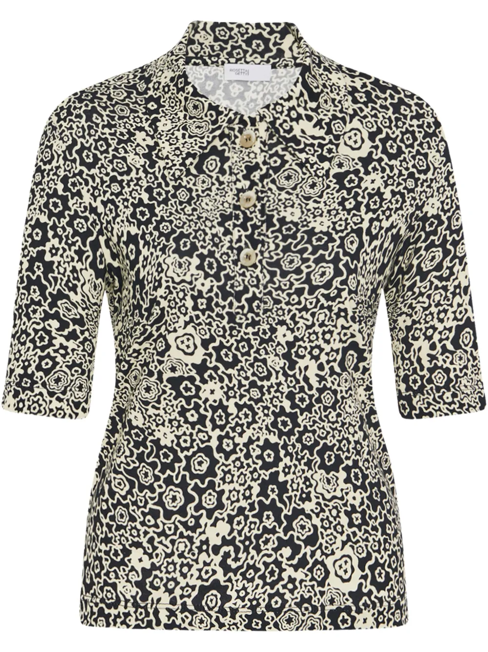 Рубашка поло с цветочным принтом Rosetta Getty, черный 
Рубашка поло с цветочным принтом Rosetta Getty, черный