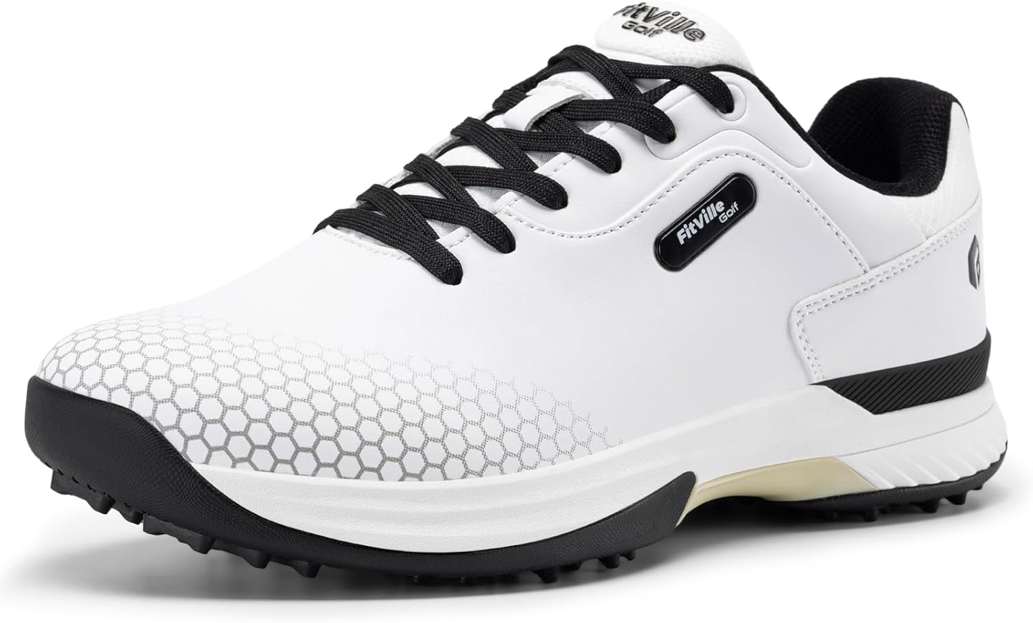 Мужские гольф-туфли FitVille широкого и очень широкого размера, профессиональные водонепроницаемые туфли для гольфа с шипами, белый/черный
Мужские гольф-туфли FitVille широкого и очень широкого размера, профессиональные водонепроницаемые туфли для гольфа с шипами, белый/черный