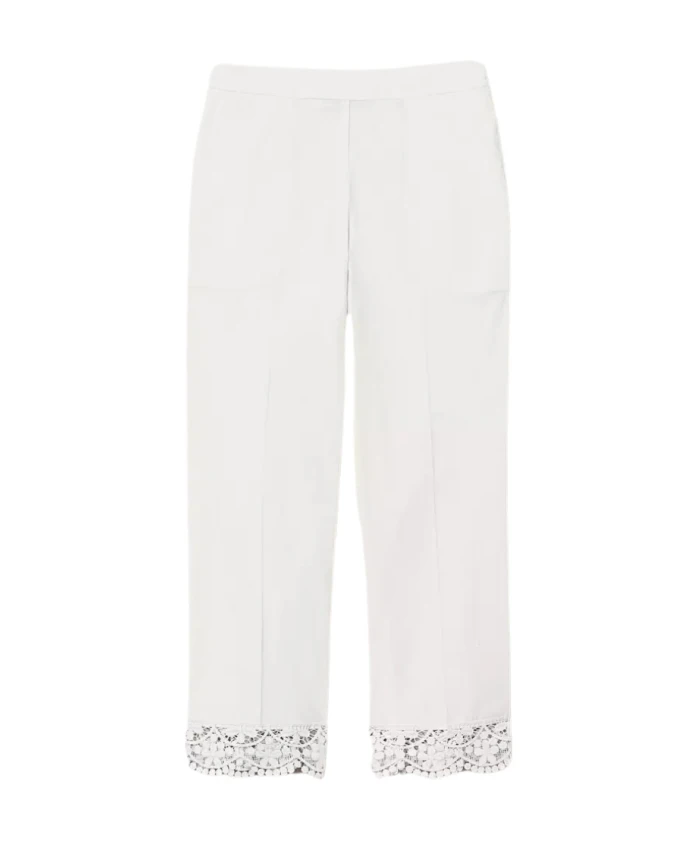 Белые укороченные хлопковые брюки со шнуровкой Twinset, белый
Белые укороченные хлопковые брюки со шнуровкой Twinset, белый