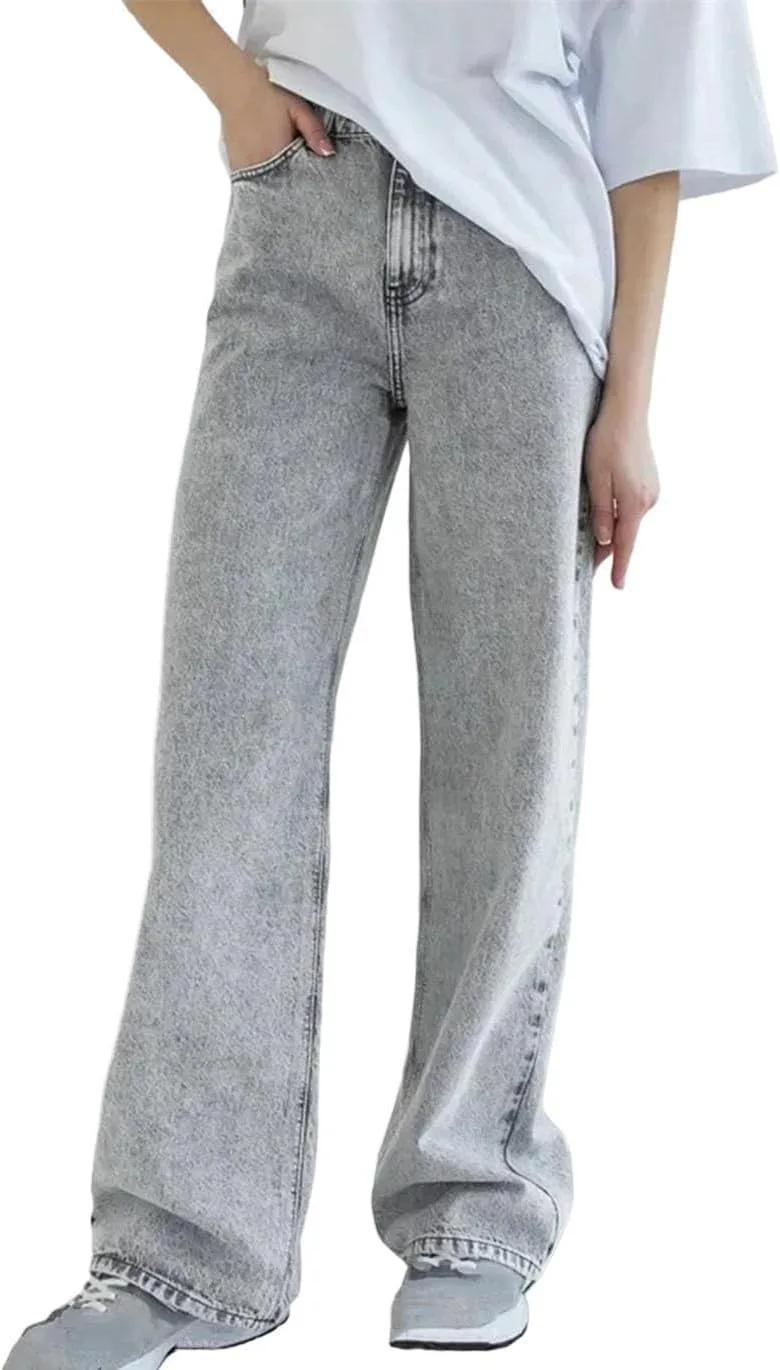 Женские джинсы Vintage Washed Wide Leg с потертостями, классическая высокая посадка на пуговицах
Женские джинсы Vintage Washed Wide Leg с потертостями, классическая высокая посадка на пуговицах