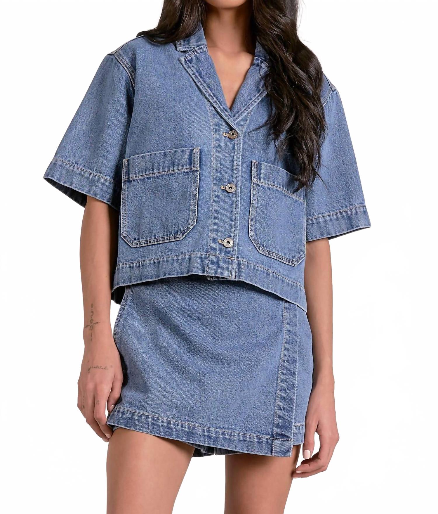 Топ с короткими рукавами из денима ELAN, Denim
Топ с короткими рукавами из денима ELAN, Denim