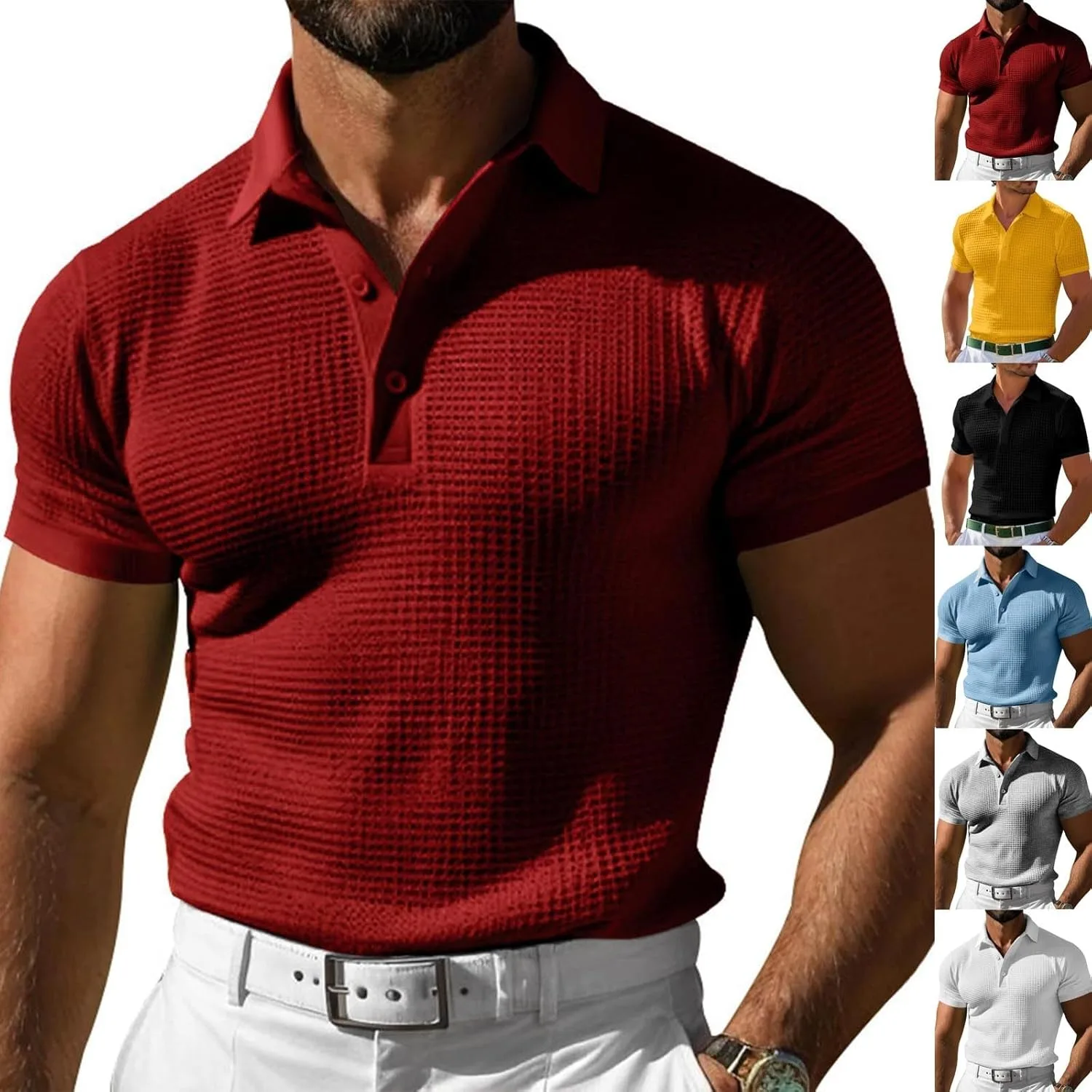 Мужская поло с вафельной фактурой, Casual, короткий рукав, Slim Fit
Мужская поло с вафельной фактурой, Casual, короткий рукав, Slim Fit