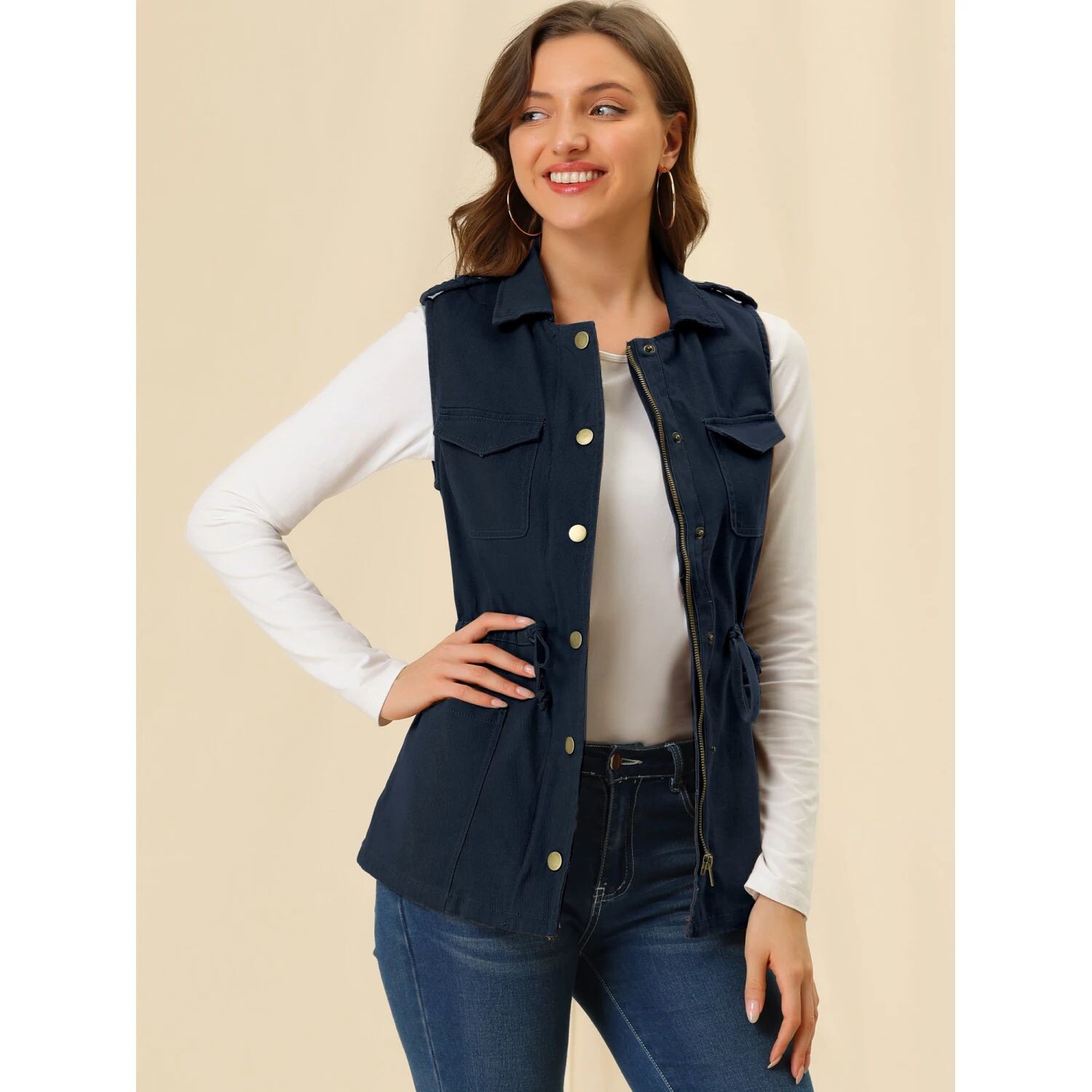 Женская куртка-карго без рукавов на молнии с кулиской на талии ALLEGRA K, зеленый
Женская куртка-карго без рукавов на молнии с кулиской на талии ALLEGRA K, зеленый