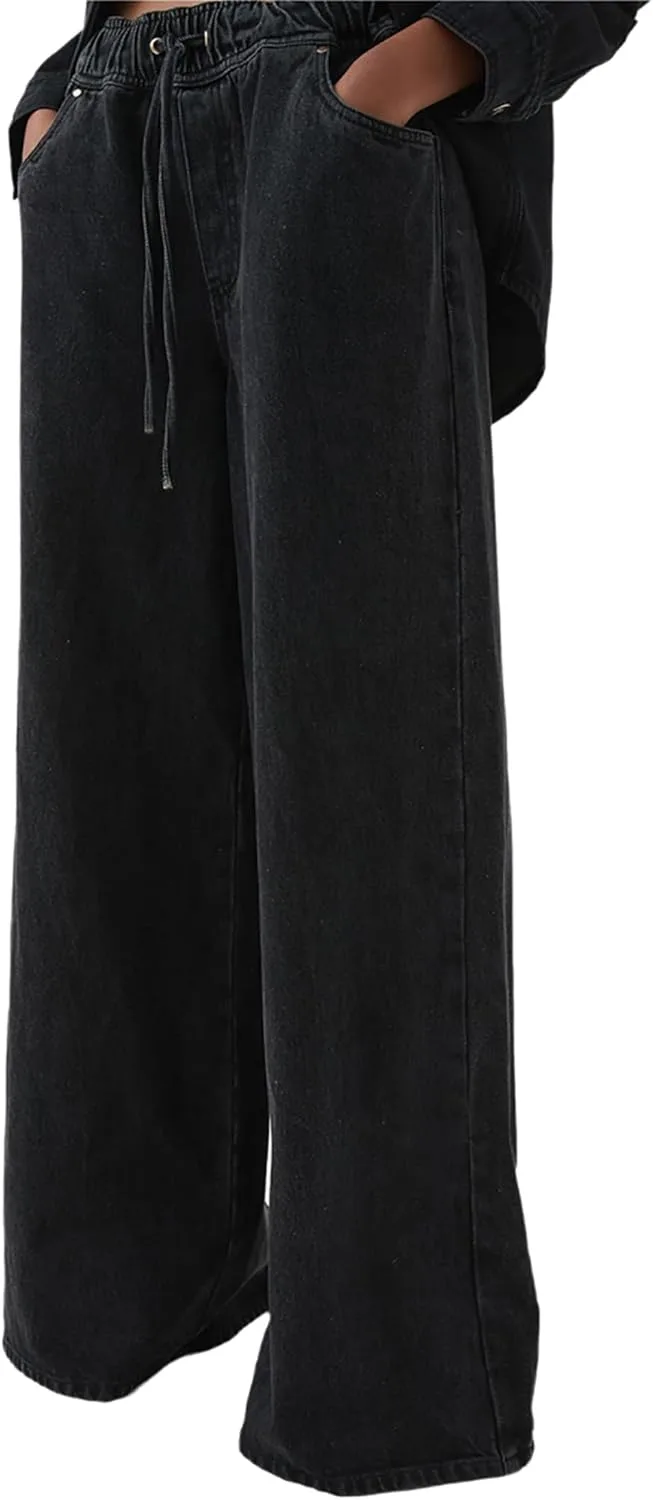 Женские джинсы с завязками и широкими штанинами, модные, с высокой посадкой и свободным кроем QLAUYIOE
Женские джинсы с завязками и широкими штанинами, модные, с высокой посадкой и свободным кроем QLAUYIOE