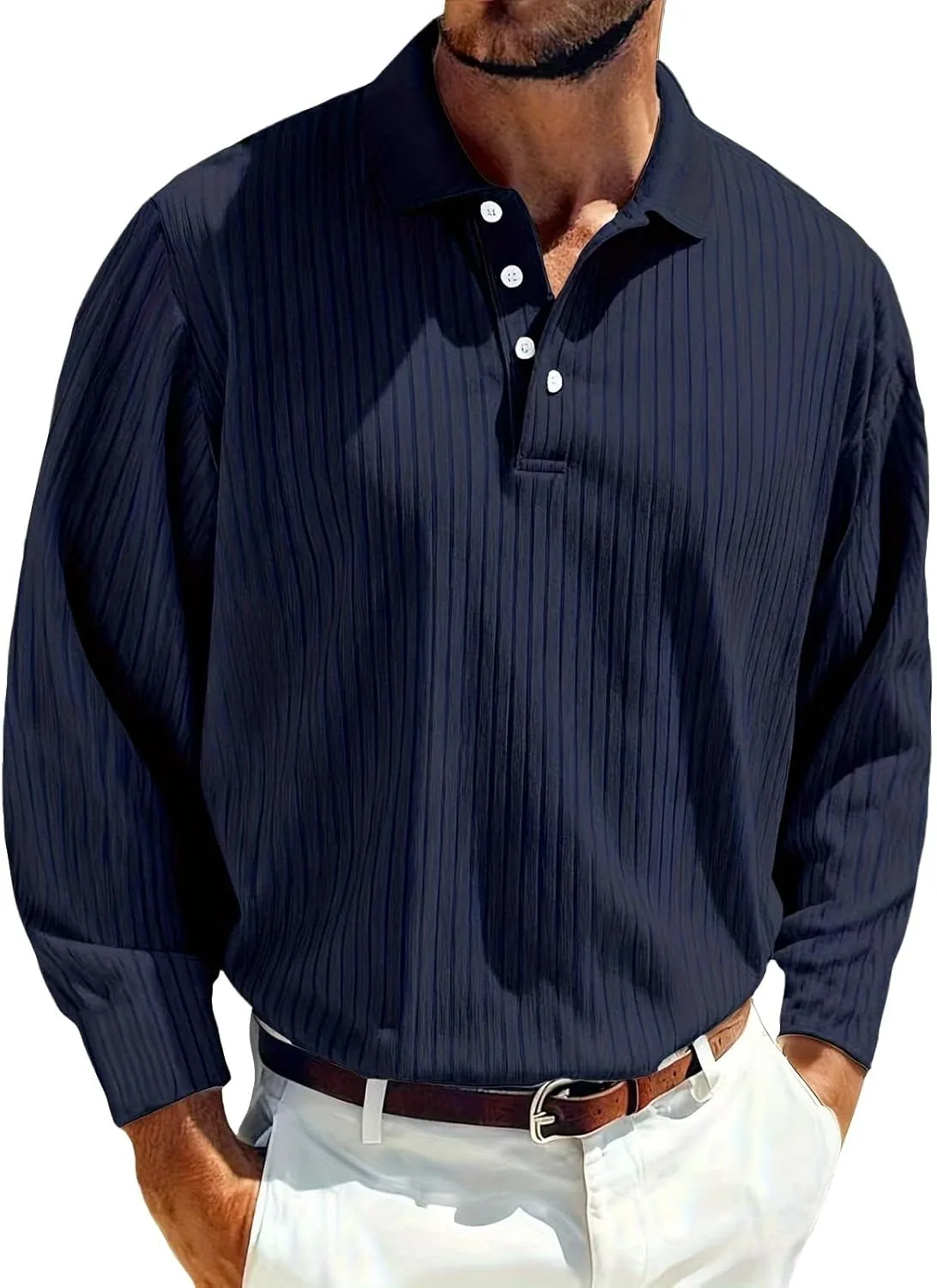 Мужская рубашка Casual Polo с длинным рукавом и текстурированным воротником lopmou
Мужская рубашка Casual Polo с длинным рукавом и текстурированным воротником lopmou