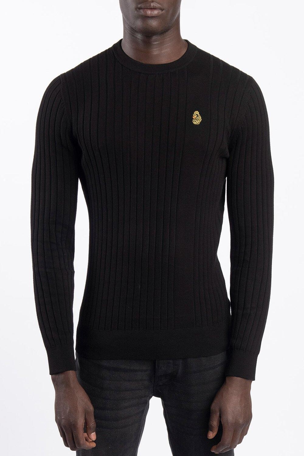 Вязаный джемпер в рубчик Luke 1977, черный 
Вязаный джемпер в рубчик Luke 1977, черный