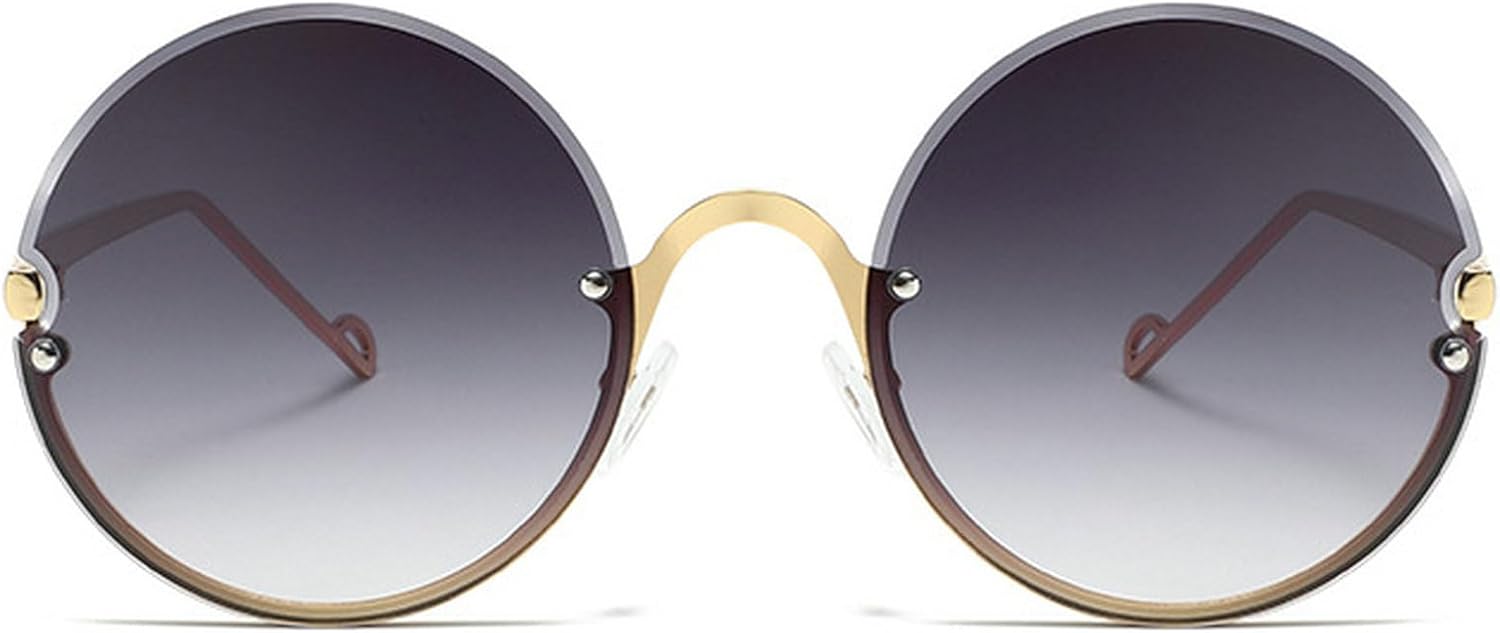 Винтажные круглые солнцезащитные очки для женщин, большие безободковые очки с металлической оправой, градиентные солнцезащитные очки для женщин с защитой от УФ-излучения UV400 mincl, Gray
Винтажные круглые солнцезащитные очки для женщин, большие безободковые очки с металлической оправой, градиентные солнцезащитные очки для женщин с защитой от УФ-излучения UV400 mincl, Gray
