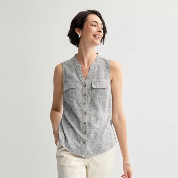 Женский топ с Y-образным вырезом Croft & Barrow, цвет black dash geo 
Женский топ с Y-образным вырезом Croft & Barrow, цвет black dash geo