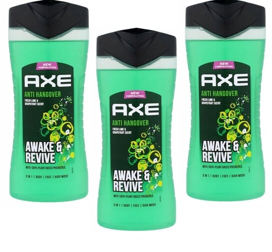 Против похмелья, гель для душа, 3х400мл Axe 
Против похмелья, гель для душа, 3х400мл Axe