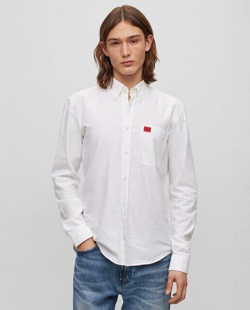 Рубашка узкого кроя на пуговицах из хлопка Оксфорд Hugo, белый
Рубашка узкого кроя на пуговицах из хлопка Оксфорд Hugo, белый