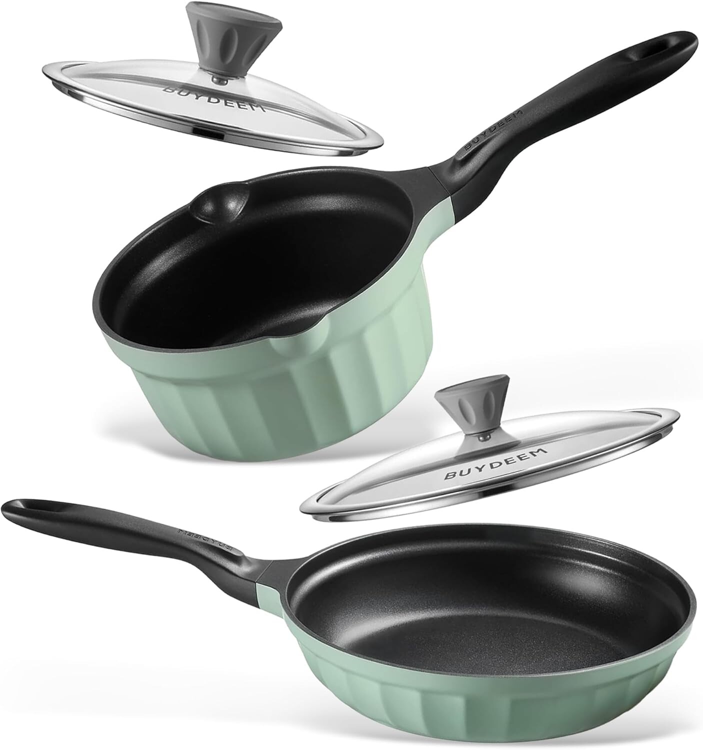 BUYDEEM Cheflite Кастрюля с антипригарным покрытием и крышкой (2 QT, Black, Green
BUYDEEM Cheflite Кастрюля с антипригарным покрытием и крышкой (2 QT, Black, Green