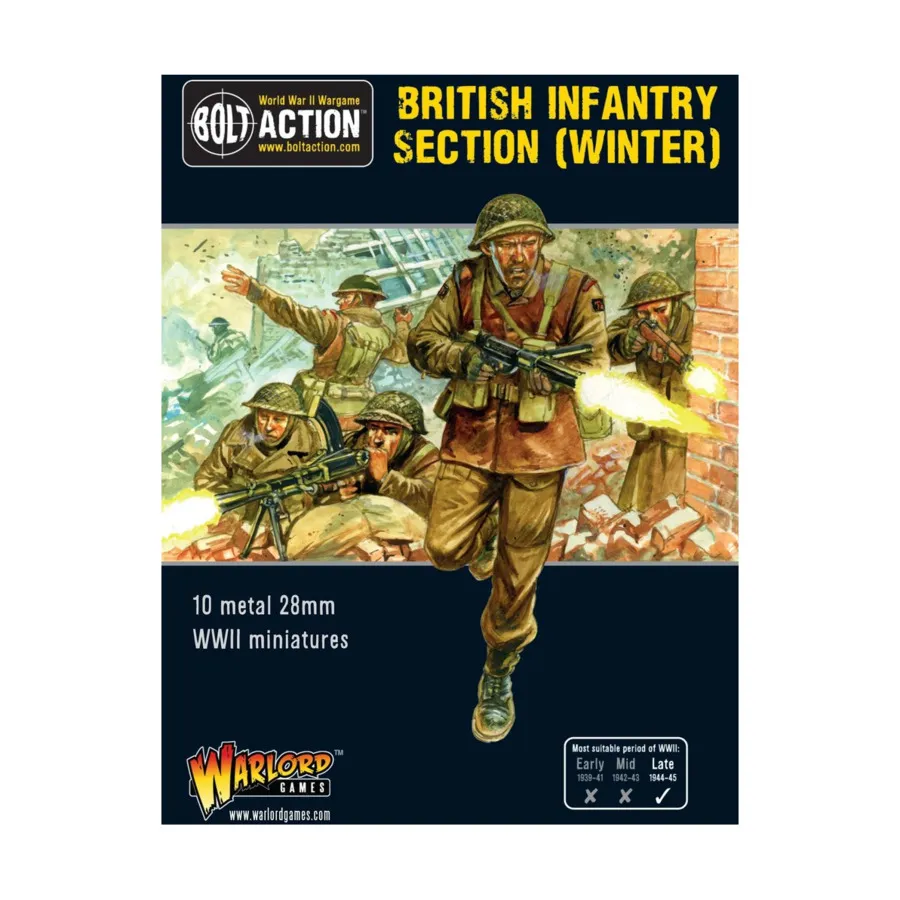 Британская пехотная секция (зима), Bolt Action - British Army (28mm)
Британская пехотная секция (зима), Bolt Action - British Army (28mm)