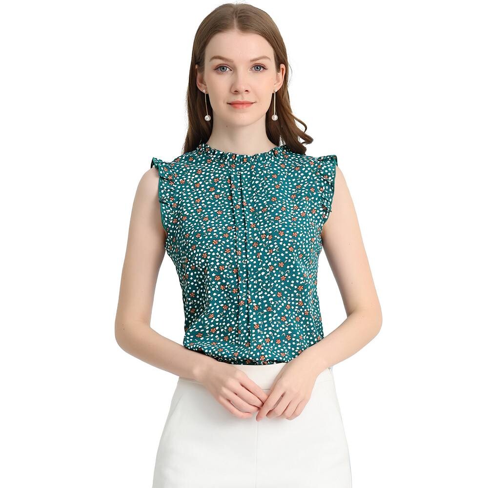 Топ без рукавов для женщин, деловые офисные блузки с винтажным цветочным принтом и рюшами ALLEGRA K, цвет Blue Green Floral
Топ без рукавов для женщин, деловые офисные блузки с винтажным цветочным принтом и рюшами ALLEGRA K, цвет Blue Green Floral