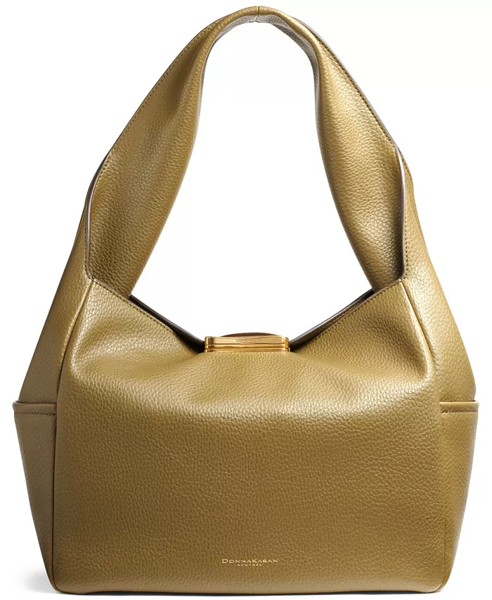 Сумка на плечо из мягкой рифленой кожи Amagansett с рельефной магнитной застежкой Donna Karan New York, зеленый 
Сумка на плечо из мягкой рифленой кожи Amagansett с рельефной магнитной застежкой Donna Karan New York, зеленый