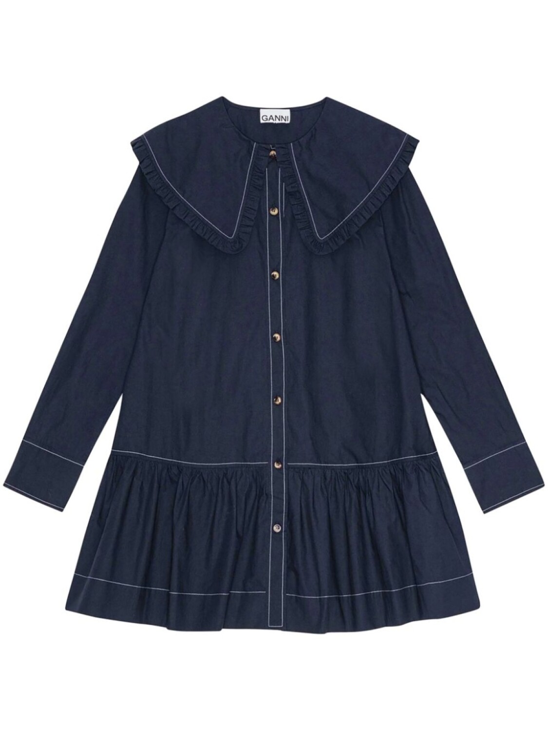 Поплиновое платье мини GANNI, синий
Поплиновое платье мини GANNI, синий