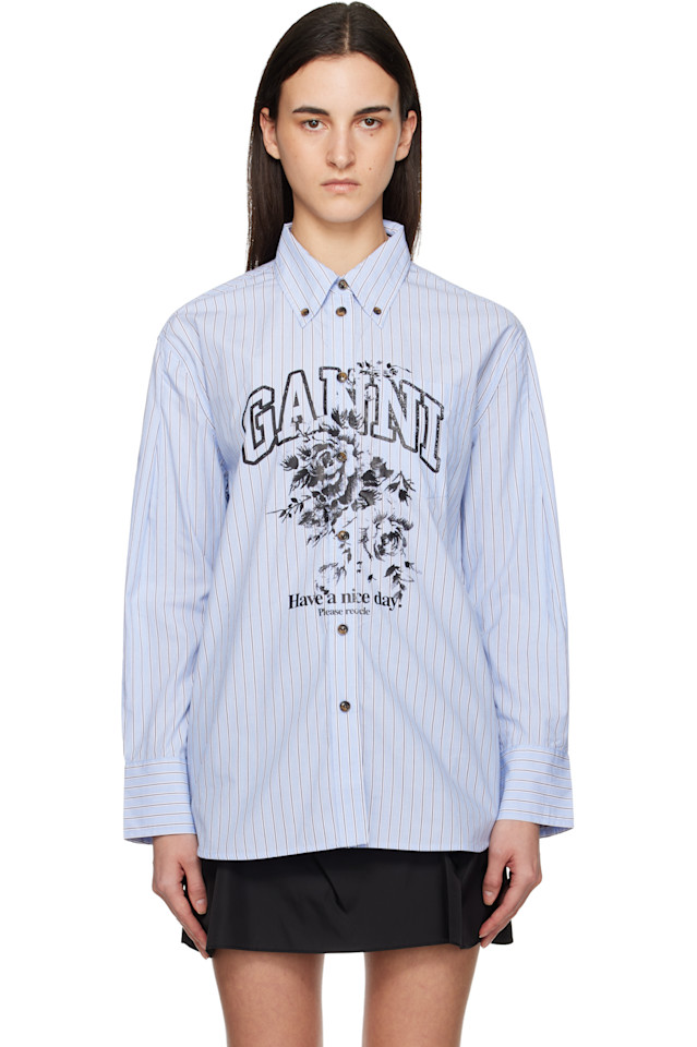 Футболка с логотипом в виде синей полосы Ganni, Lavender Lustre
Футболка с логотипом в виде синей полосы Ganni, Lavender Lustre