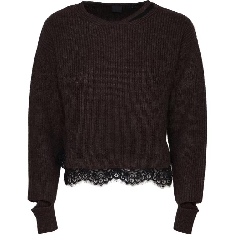 Джемпер с кружевной отделкой и прорезями PINKO, коричневый
Джемпер с кружевной отделкой и прорезями PINKO, коричневый