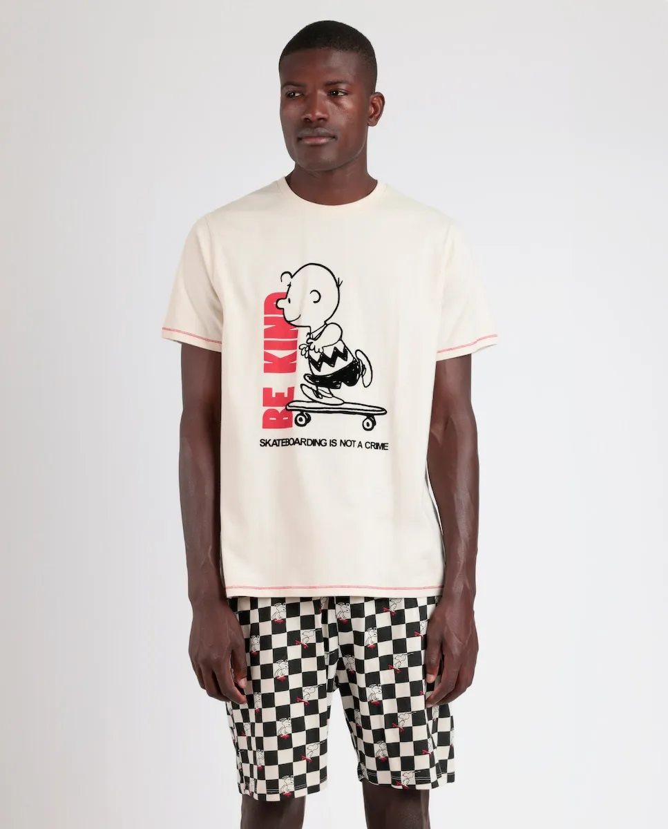 Мужская короткая пижама из трикотажа цвета экрю Peanuts, цвет Crudo
Мужская короткая пижама из трикотажа цвета экрю Peanuts, цвет Crudo