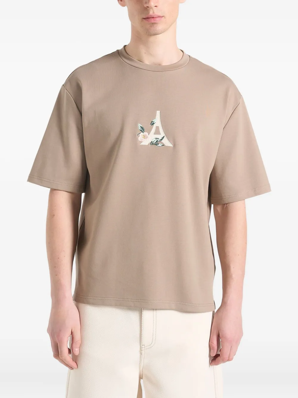 Футболка с цветочной вышивкой Manière De Voir, коричневый 
Футболка с цветочной вышивкой Manière De Voir, коричневый