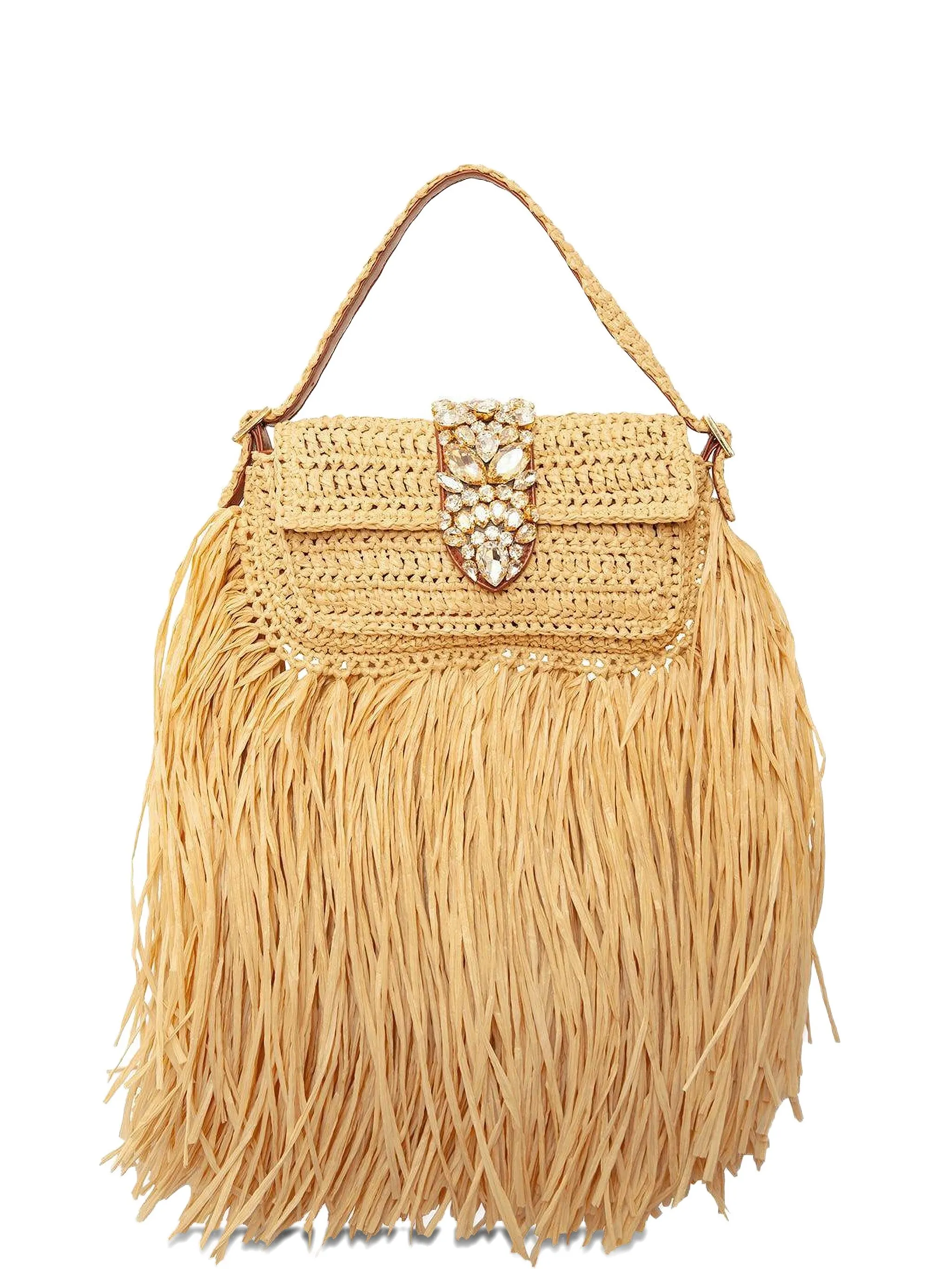 Сумка-тоут с бахромой, украшенная кристаллами Habibi Gedebe, нейтральный
Сумка-тоут с бахромой, украшенная кристаллами Habibi Gedebe, нейтральный