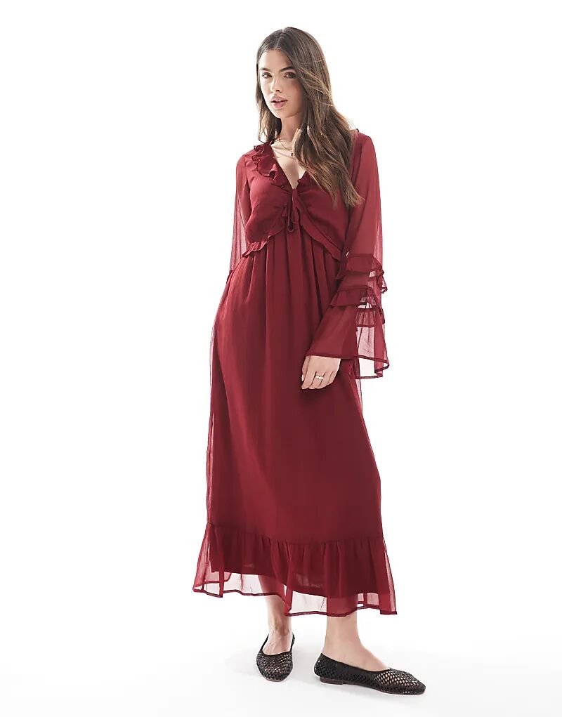 Платье мидакси Wednesday's Girl с V-образным вырезом бордового цвета
Платье мидакси Wednesday's Girl с V-образным вырезом бордового цвета