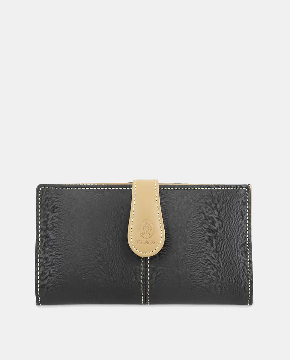 Женский кошелек из воловьей кожи и канвы черного цвета El Potro, черный
Женский кошелек из воловьей кожи и канвы черного цвета El Potro, черный