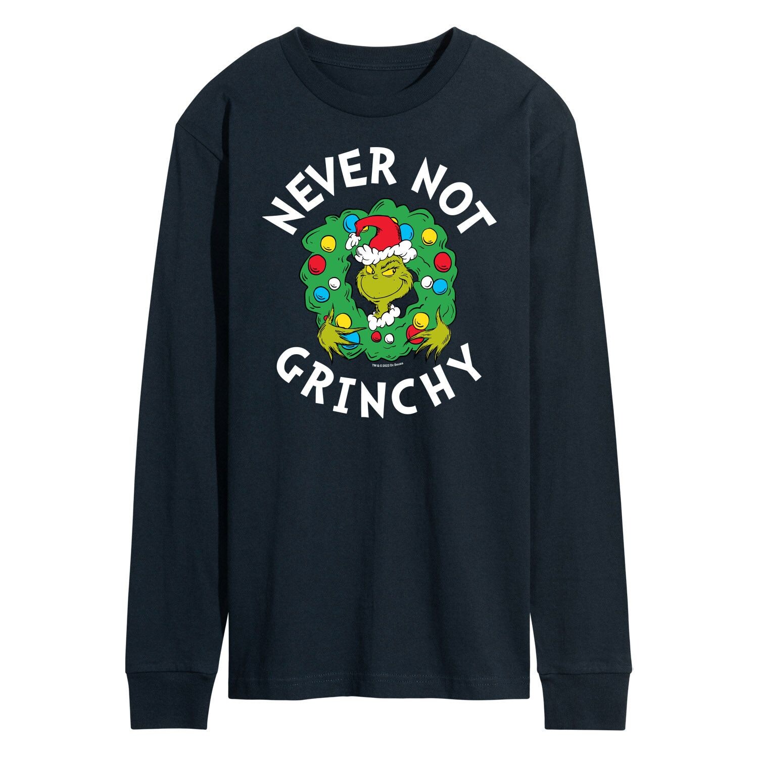 Мужская футболка с длинными рукавами Dr. Seuss Grinch Never Not Grinchy Licensed Character
Мужская футболка с длинными рукавами Dr. Seuss Grinch Never Not Grinchy Licensed Character
