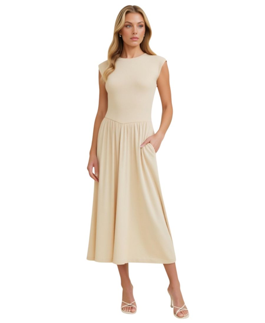 Женское трикотажное платье миди с короткими рукавами и карманами Modenaire, Medium beige
Женское трикотажное платье миди с короткими рукавами и карманами Modenaire, Medium beige