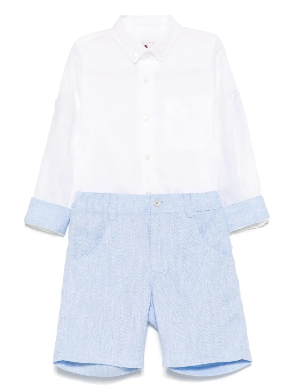 Льняной комплект из топа и шортов Lapin House, белый 
Льняной комплект из топа и шортов Lapin House, белый