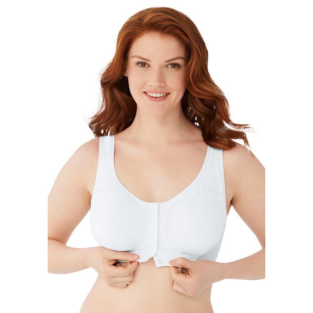 Женский хлопковый бюстгальтер с кнопками спереди Comfort Choice больших размеров без проводов, белый
Женский хлопковый бюстгальтер с кнопками спереди Comfort Choice больших размеров без проводов, белый