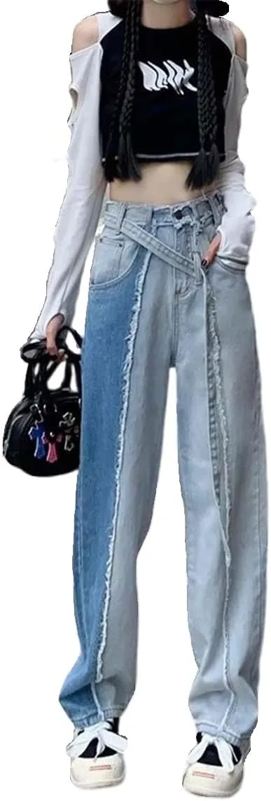 MLAFE Harajuku женские джинсы с высокой талией Y2k двухцветные с вставками
MLAFE Harajuku женские джинсы с высокой талией Y2k двухцветные с вставками