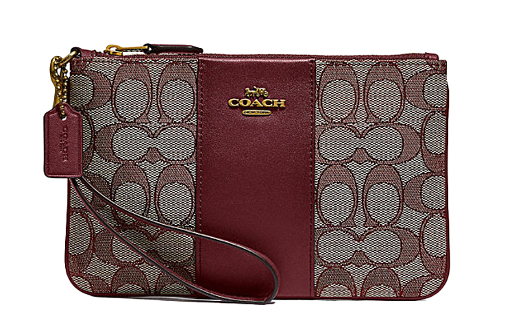 COACH Кожаный клатч на запястье с канвасом 
COACH Кожаный клатч на запястье с канвасом