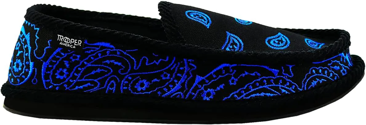 Мужские тапочки Trooper America KS-002E, черный/королевский с вышитой банданой в стиле пейсли | Уютные, яркие домашние тапочки | Супер мягкая подошва для дома и улицы
Мужские тапочки Trooper America KS-002E, черный/королевский с вышитой банданой в стиле пейсли | Уютные, яркие домашние тапочки | Супер мягкая подошва для дома и улицы