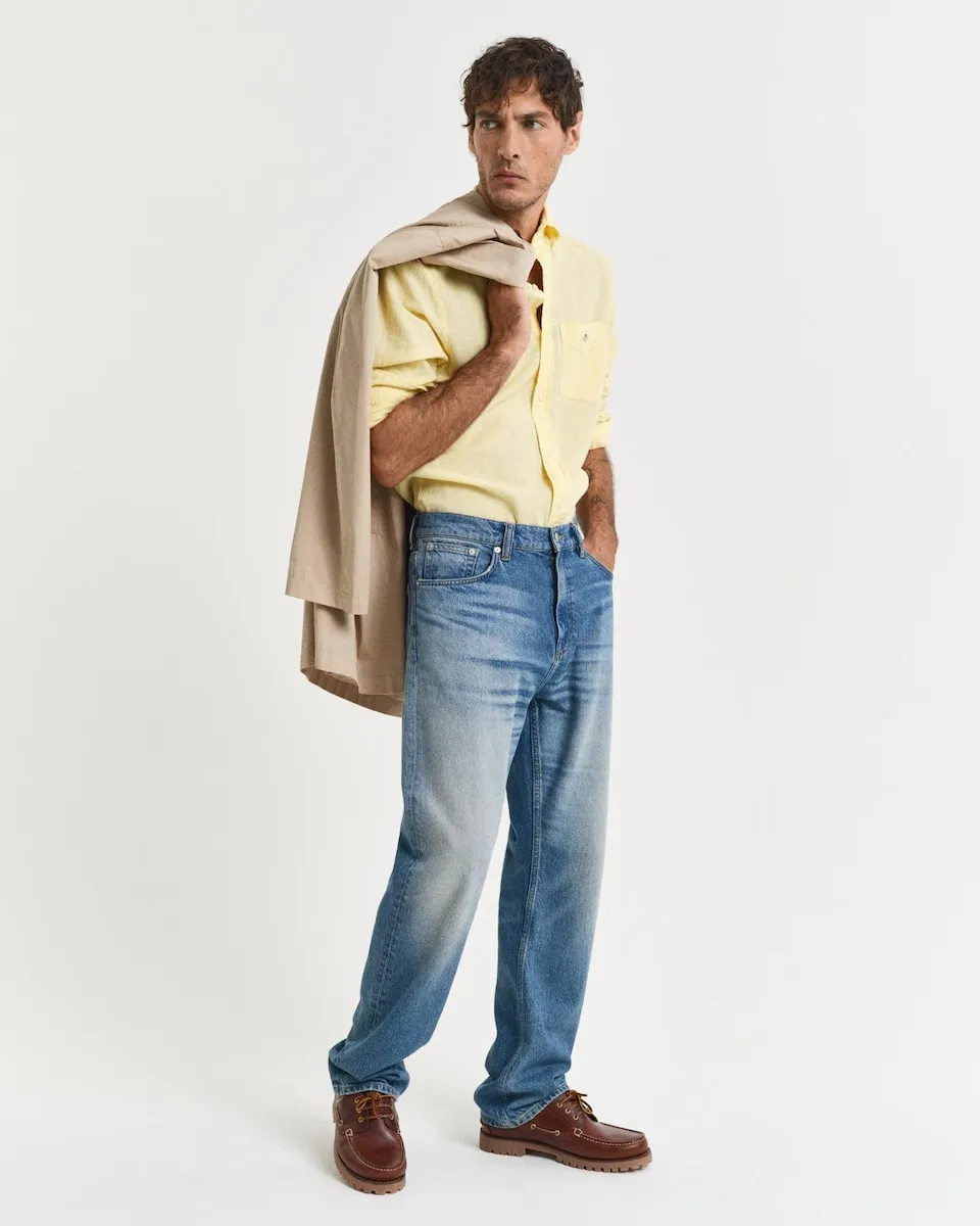 Мужская однотонная льняная рубашка с длинным рукавом Gant, жёлтый
Мужская однотонная льняная рубашка с длинным рукавом Gant, жёлтый